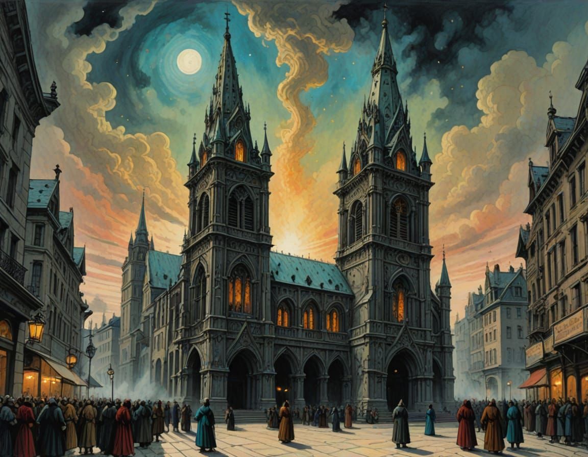 Cathedral Bell Tower Rings Fibonacci Sequence in Horror Styl...