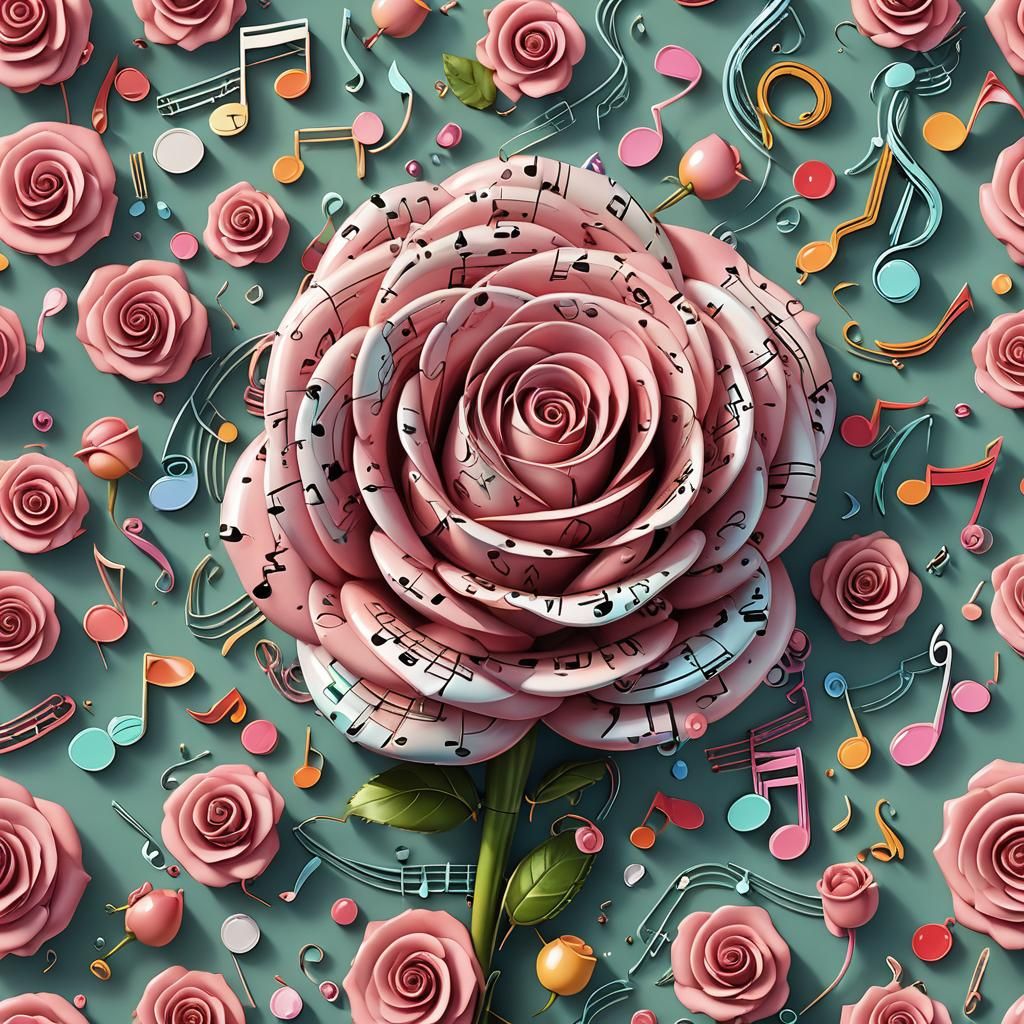 Musical Rose in Candy Art Style