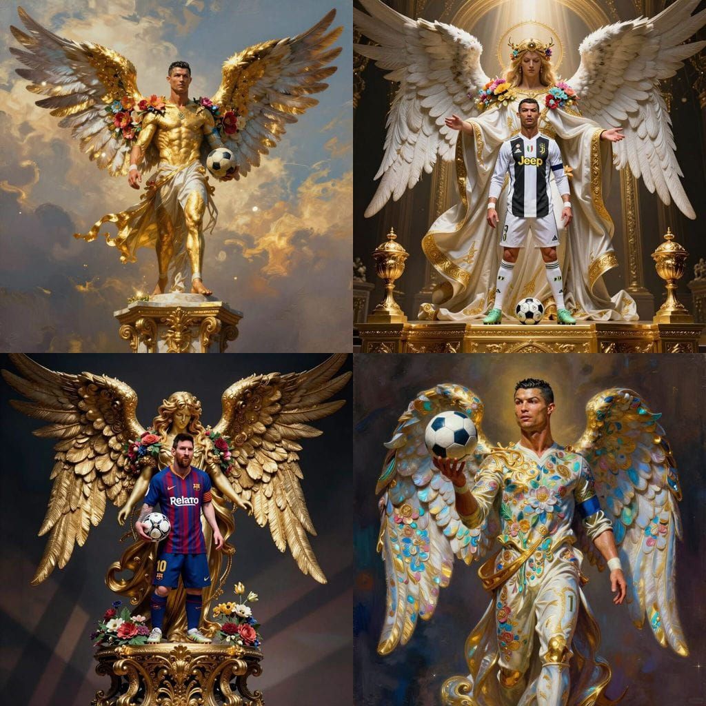 Andel with Flowers and Gold, Ronaldo with Soccer Ball