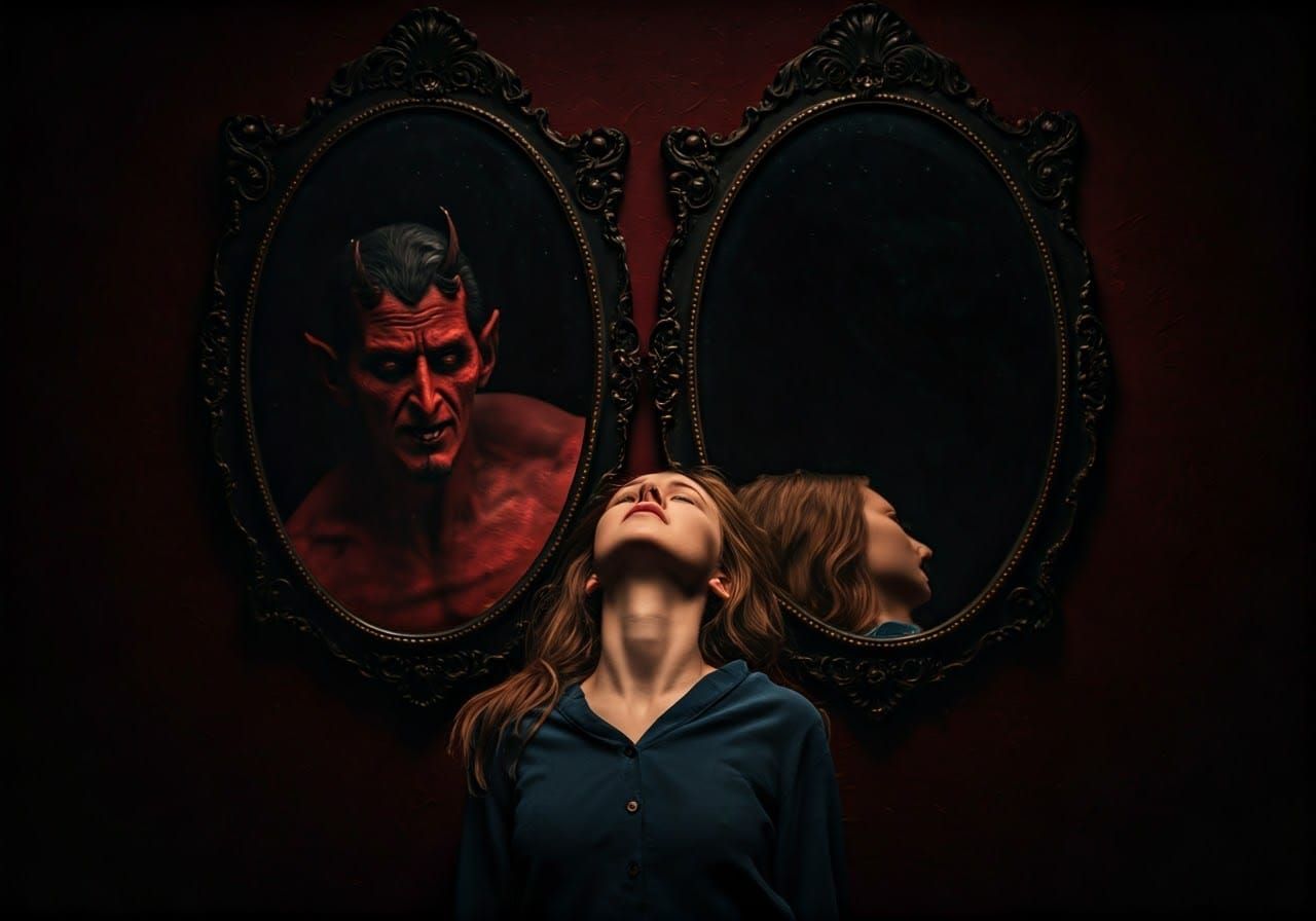 Dramatic Devil Apparition in Cinematic Style