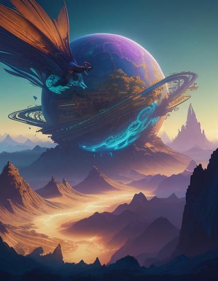 Ethereal Bird on Exotic Planet: Fantasy Concept Art