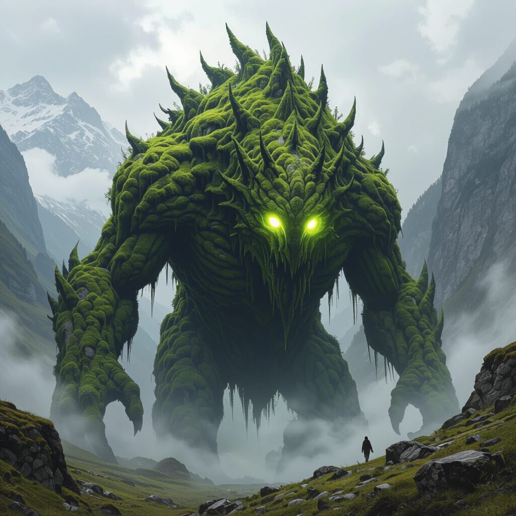 Colossal Stone Beast Emerges From Misty Alps Valley