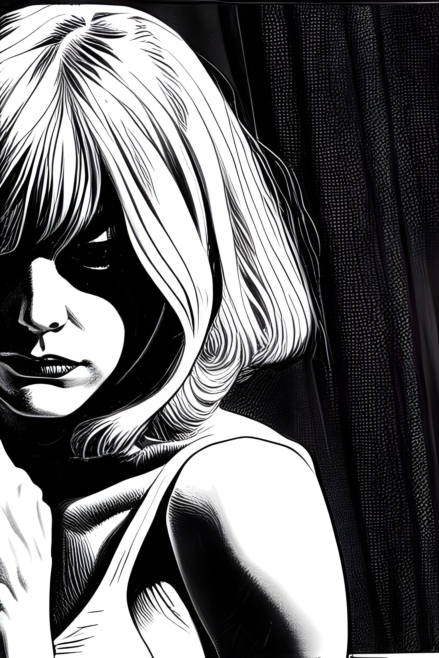 Gwen Stacy Comic Art in Black and White