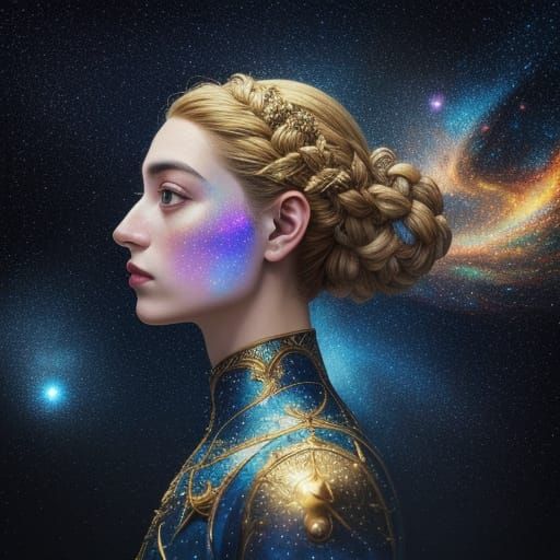 Surrealist Portrait with Starry Sky in Salvador Dali Style