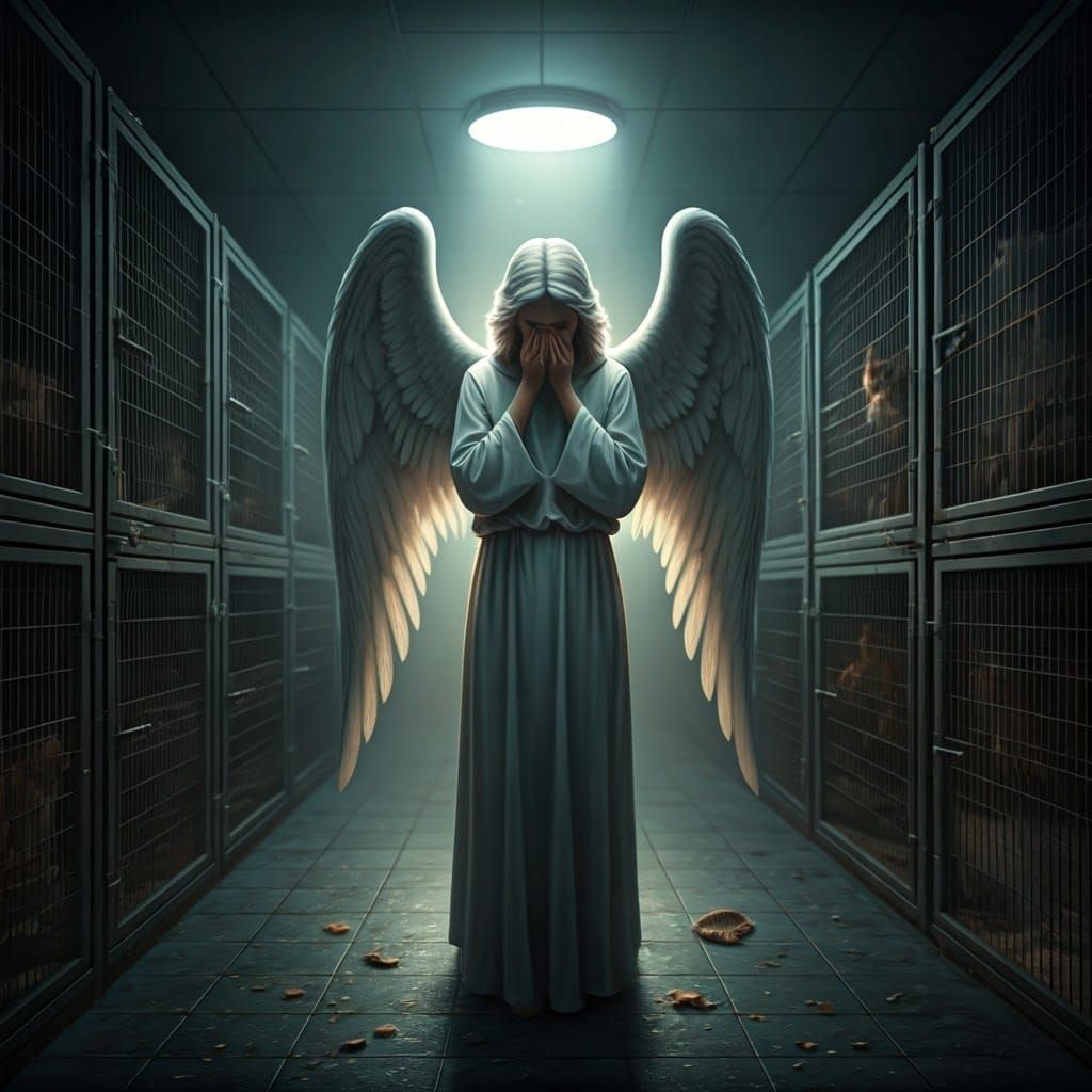 Weeping Angel Frees Caged Dogs in a Desolate Kennel Facility