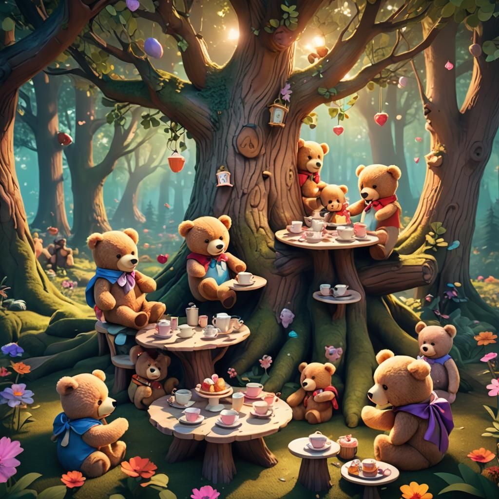 Teddy Bears' Enchanting Forest Tea Party