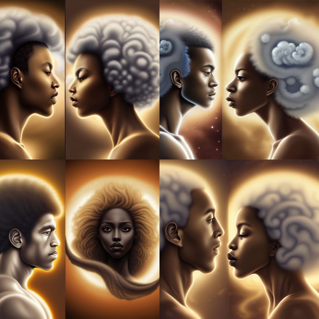 Celestial Beings: Moon Man and Sun Woman in Anime Style