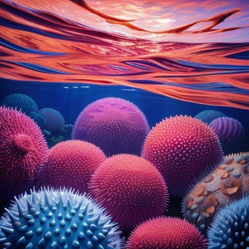 Surreal Sea Urchins in Vibrant Oil Painting