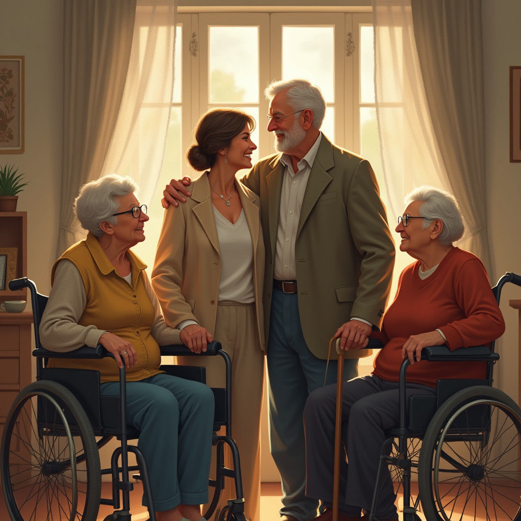 Tender Family Portrait with Elderly Parents