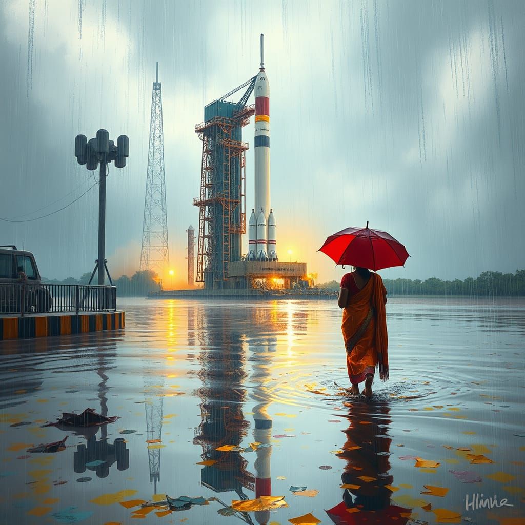 Monsoon Downpour at Mumbai Rocket Launchpad