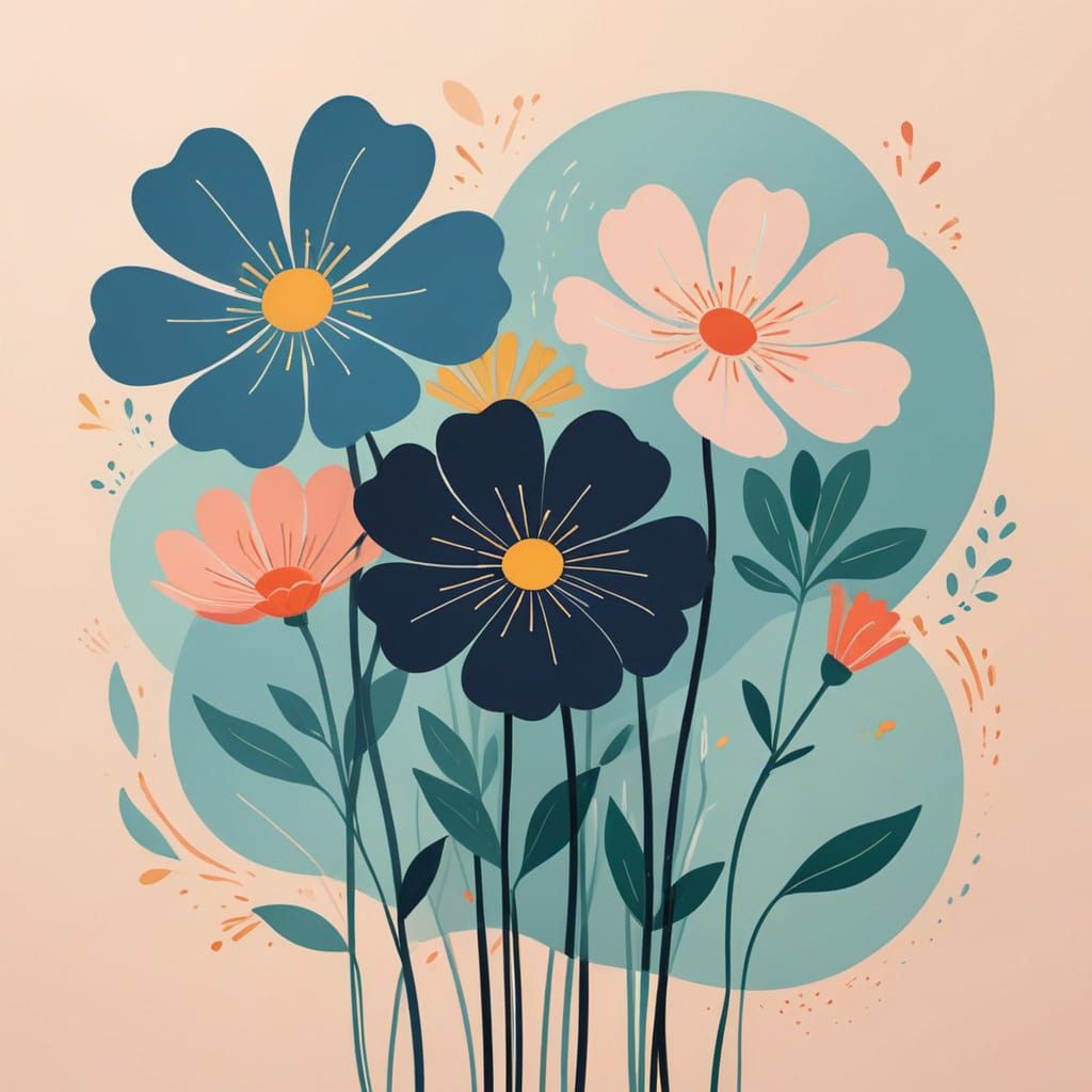 Spring Floral Blooms in Soft, Abstract Style