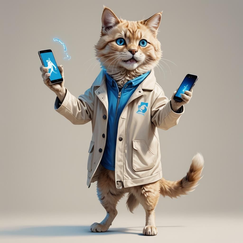 Dog Texting in T-Shirt, Digital Painting