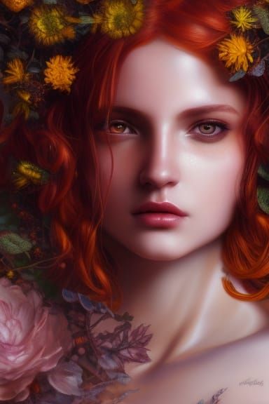 Redhead Warrior in Sunflowers, Rococo Art