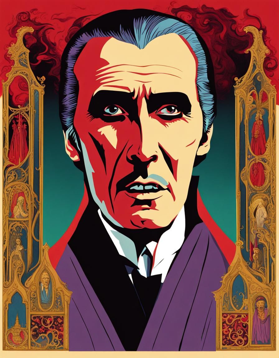 Christopher Lee as Dracula: Colorful Portrait