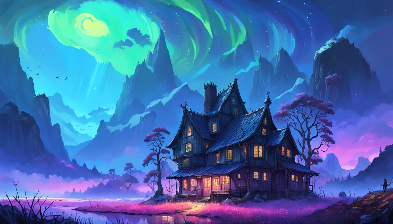 Whimsical Sci-Fi Fantasy Landscape in Van Gogh Style
