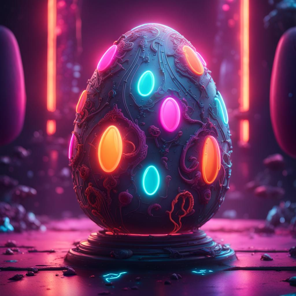 Fantastical Neon Egg in Detailed Matte Painting