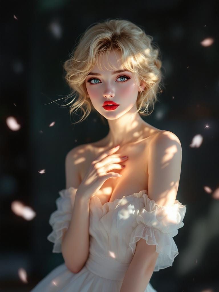 Anime Pin-Up Girl with Ethereal Glow