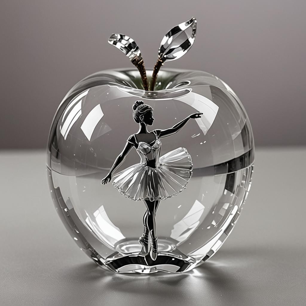 Crystal Apple Encasing Ballerina: Surreal AI Art