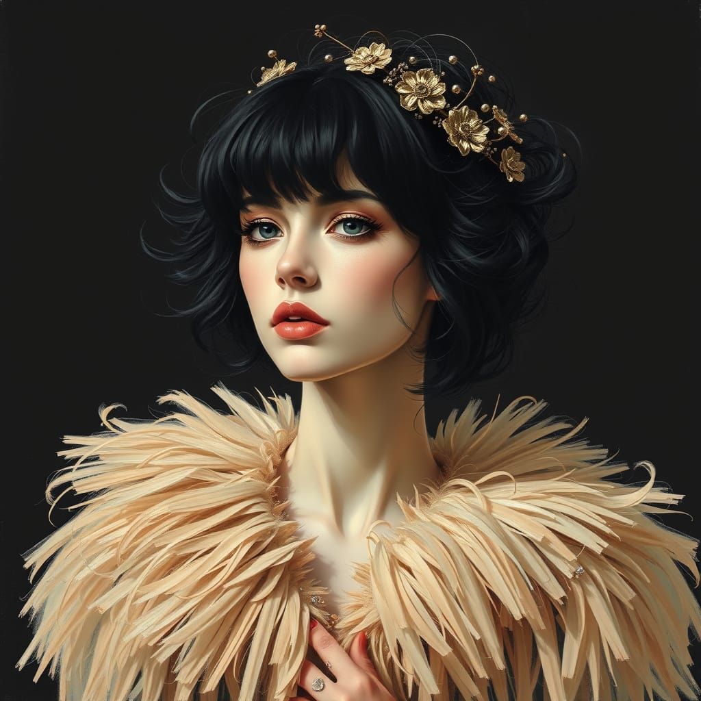 Flawless Beige Psychedelic Portrait