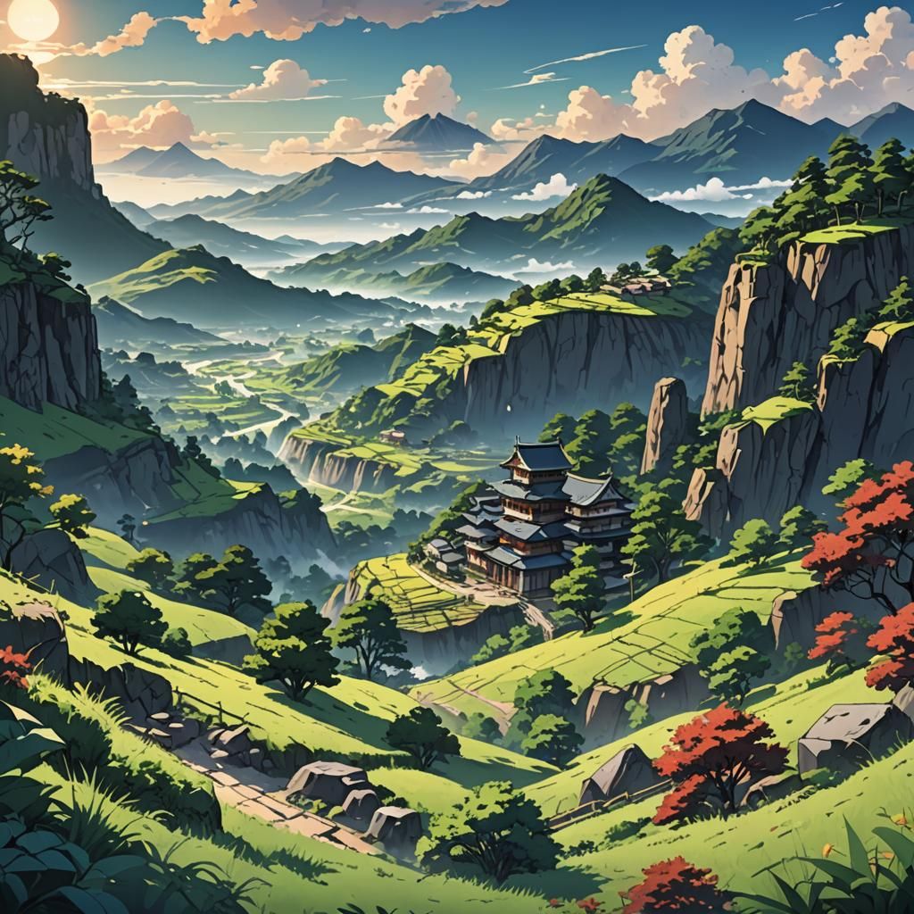 Anime Landscape in Studio Trigger Style