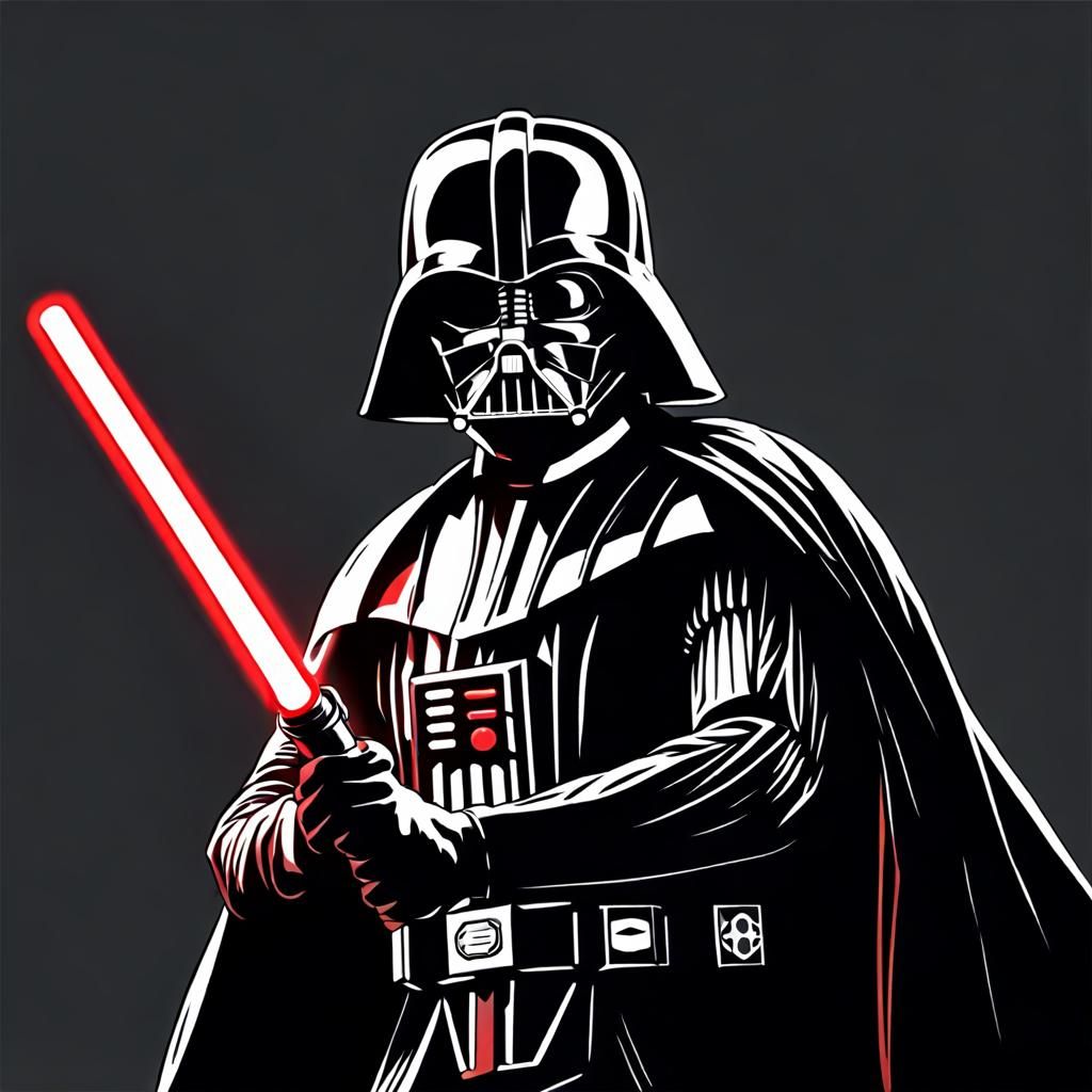 Darth Vader with Lightsaber Digital Illustration