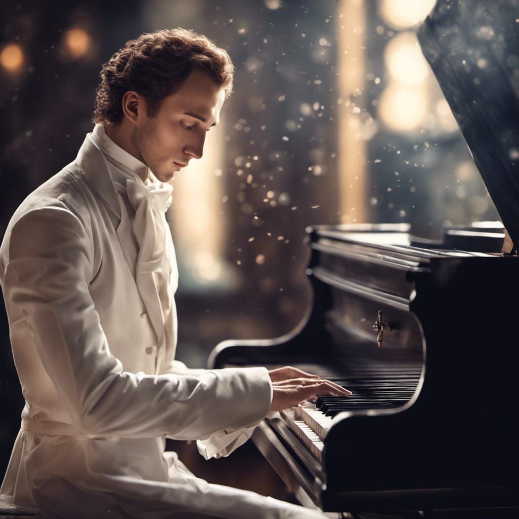 Frederic Chopin Playing Piano in Anime Style