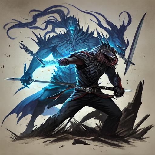 Sword Slices Beast's Hand in Battle