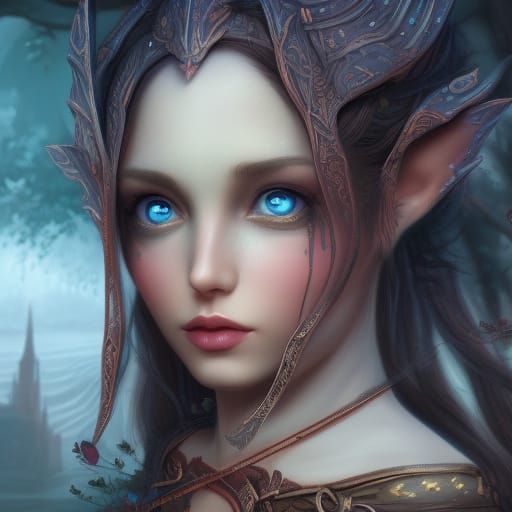 Dreamy-Eyed Elvish Girl: Fantasy Concept Art