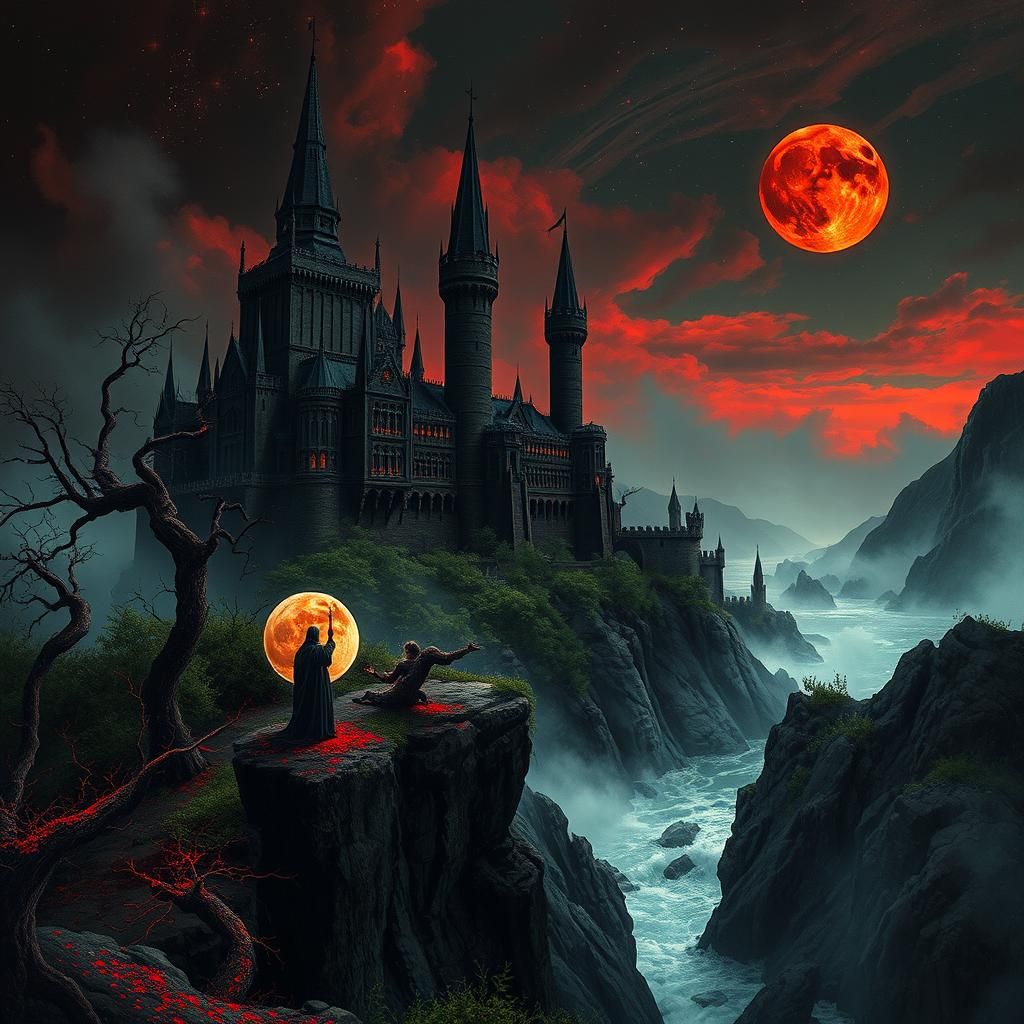 Dracula's Castle: A Gothic Horror Illustration