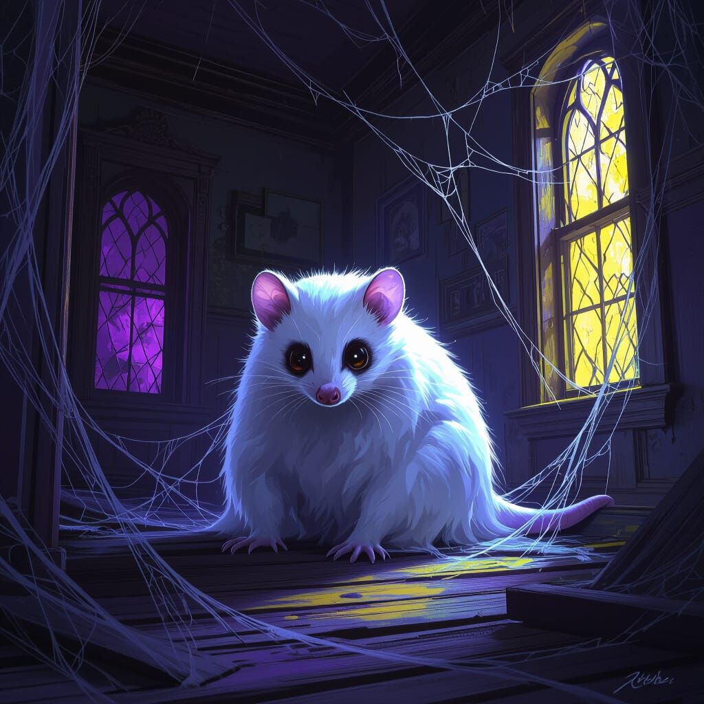 Ominous Ghost Possum in Abandoned House