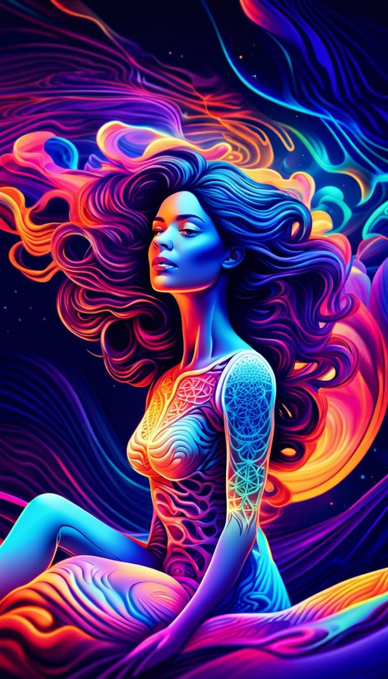 Abstract Woman in Space: 8K Fantasy Art