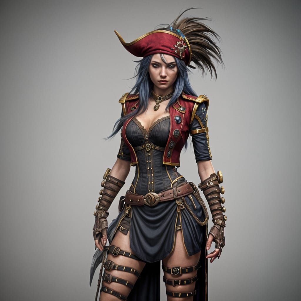 Biomechanical Pirate in Futuristic Steampunk Style