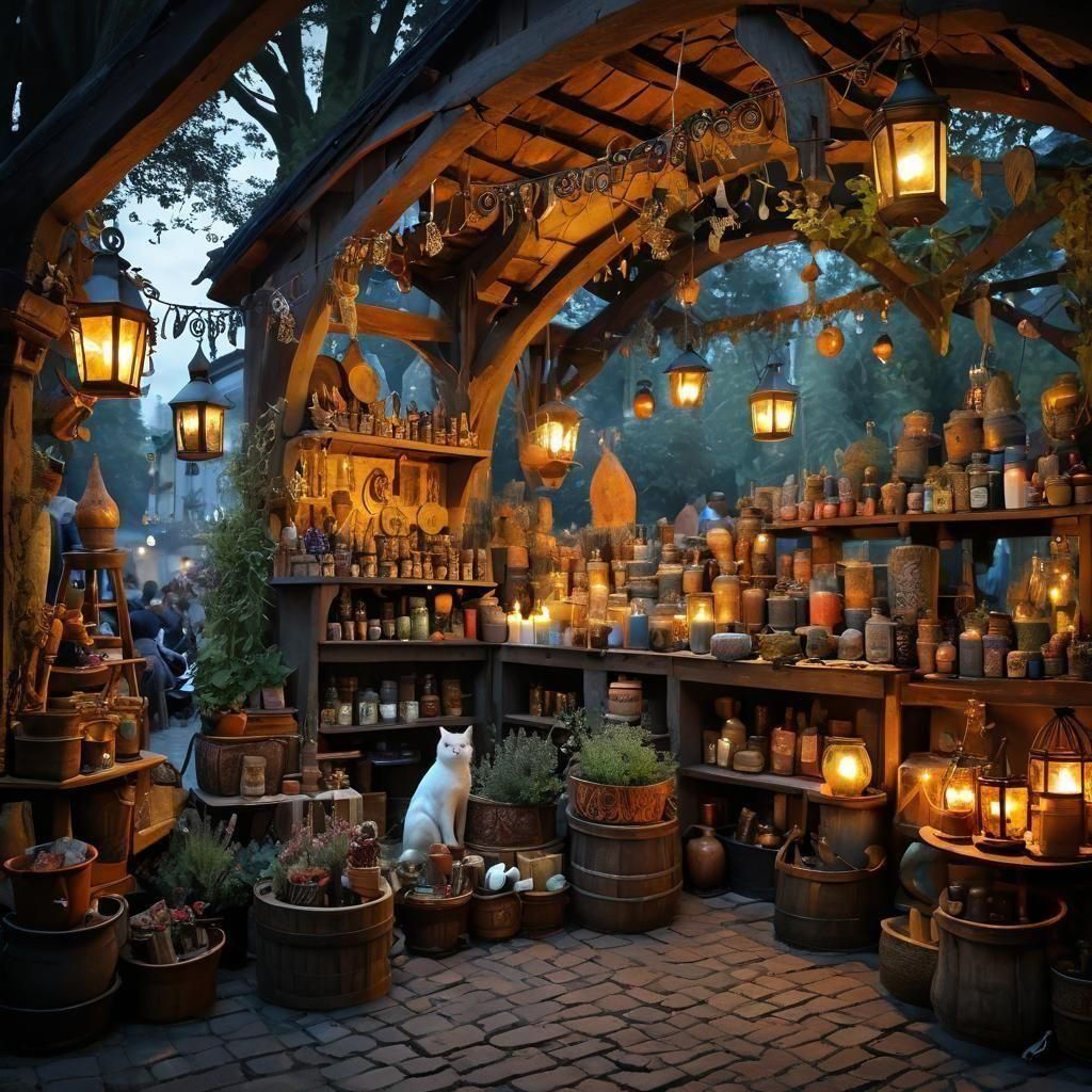 Magical Witches' Market with Fantastical Goods
