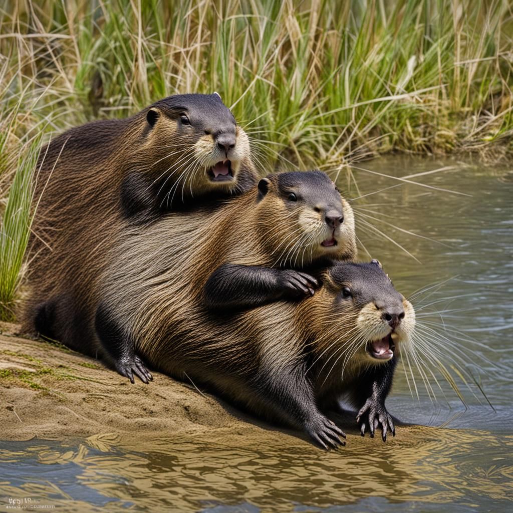 Happy Nutria Rolling on its Back