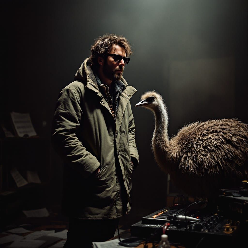 Liam Gallagher in Moody Recording Studio with Pet Emu