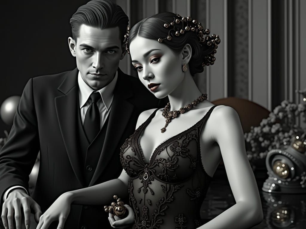 by glass artist "gilded tenebrism" art deco style living paradigm marbleous afterglow the overall effect is a stunning, ...