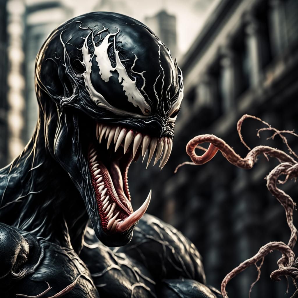 Hyperrealistic Venom Close-Up: Intricate Details in HDR