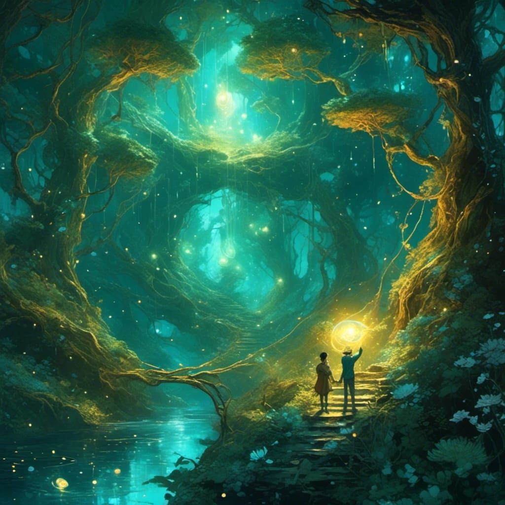 Bioluminescent Vine Illuminates Ethereal Forest