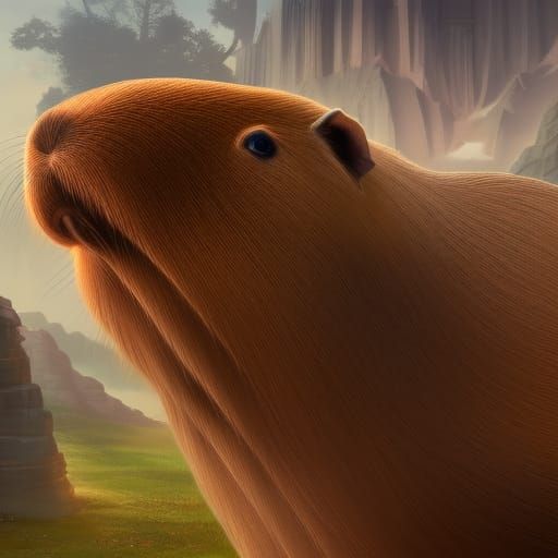 Fantastical Capybaras in Detailed Matte Painting