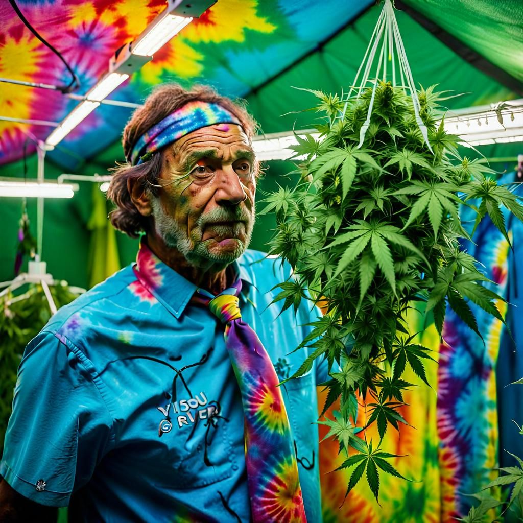 Hippie Bull Growing Cannabis with Psychedelic Colors