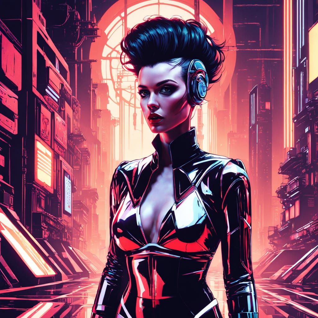 Elegant Woman in Retro Bikini, Syd Mead Style