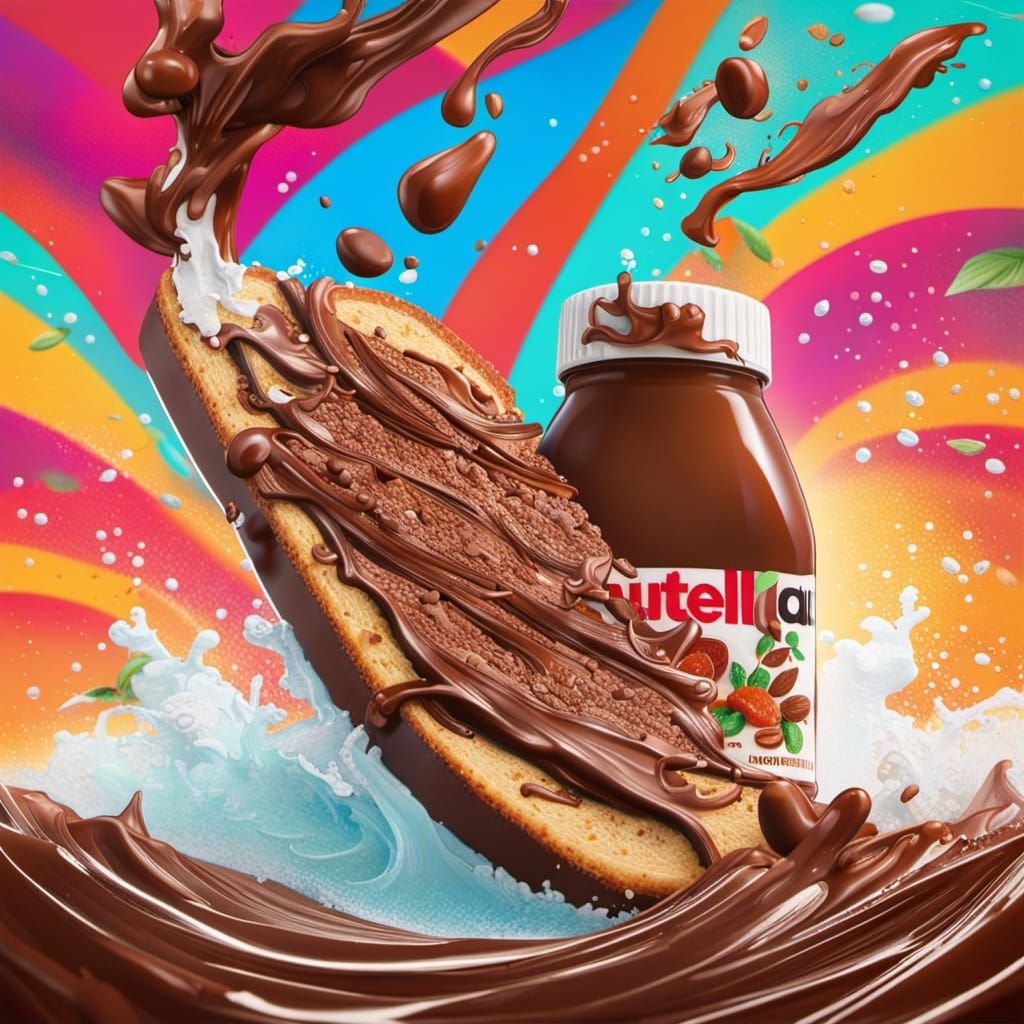Nutella Sandwich Rides Chocolate Waves in Splash Art