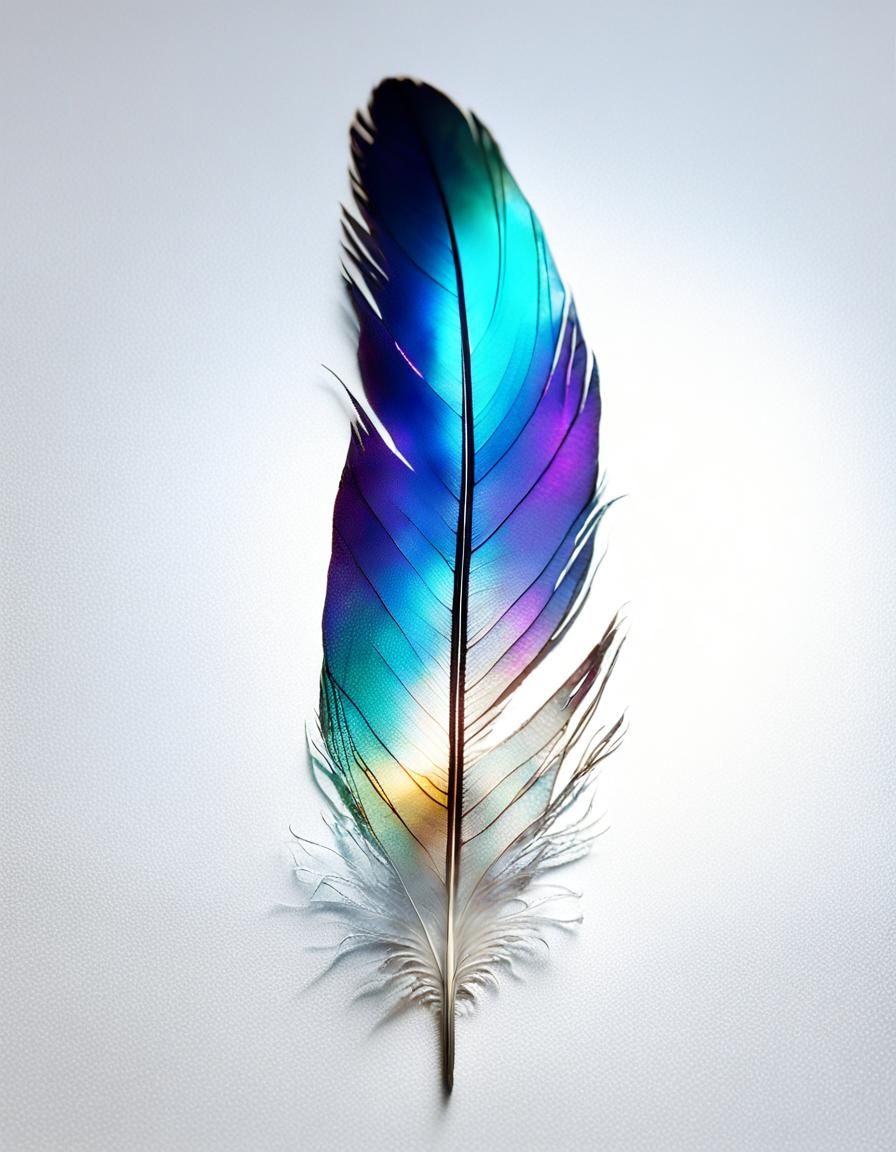 Feather with Broken Glass Effect and Vivid Colors