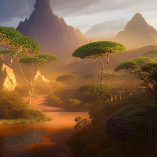 Fantastical African Landscape in Deep Color