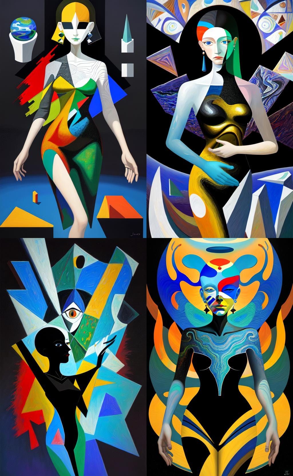 Cubist Woman Portrait in Picasso Style