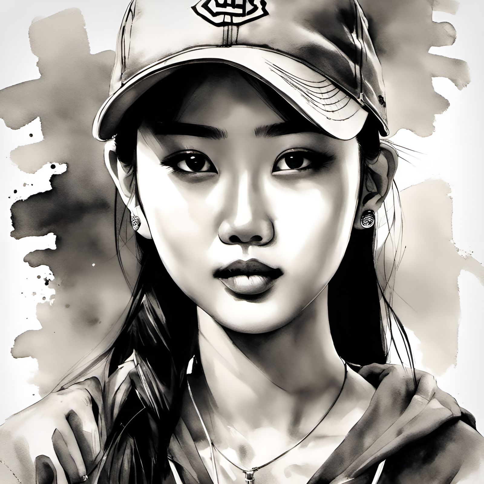 Modern Thai Girl in Chinese Ink Painting