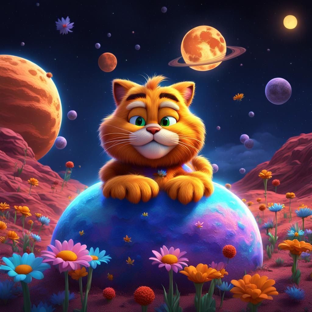 Garfield The Cat visits the Moon!