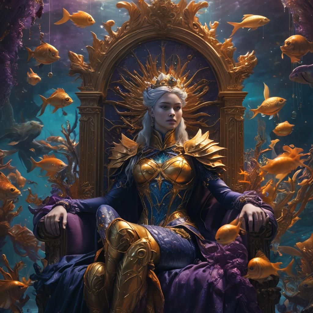 Queen of the Sea on Throne: Fantasy Concept Art