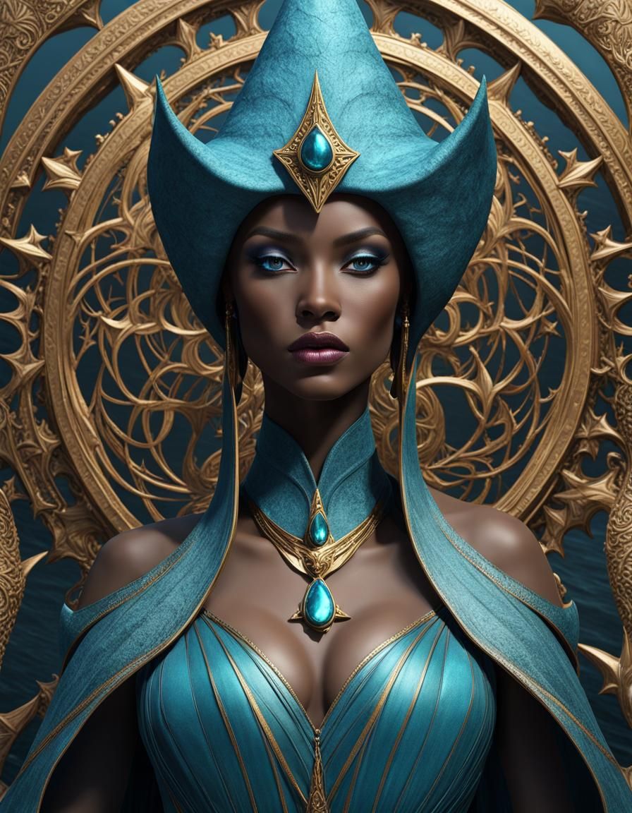 Ocean Witch Queen in 3D with Magic