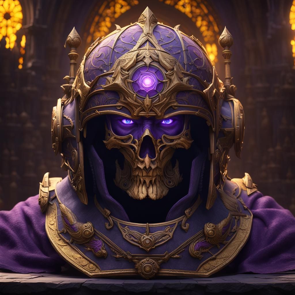 Detailed Dark Fantasy Helm in Art Nouveau Style